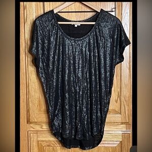 Joie Shirt Women's XS Sparkle Semi-Sheer Black 100% Linen Club Career Relaxed